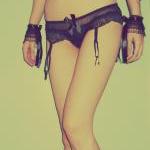 Garter Belt Thongs Lingerie Black - S/M